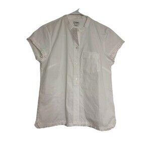 J.Crew Flutter Sleeve Top White Cotton Size XS Button Pocket